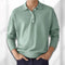 Long Sleeve Knit Polo for Men - Light Green