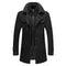 Long Wool Coat with Detachable Knit Collar for Men