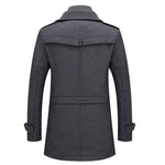 Long Wool Coat with Detachable Knit Collar for Men - View 6