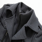 Long Wool Coat with Detachable Knit Collar for Men - View 8