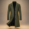 Longline Single-Breasted Wool Overcoat for Men - Army Green