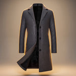 Longline Single-Breasted Wool Overcoat for Men