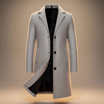 Longline Single-Breasted Wool Overcoat for Men - White