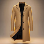 Longline Single-Breasted Wool Overcoat for Men - Brown