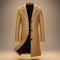 Longline Single-Breasted Wool Overcoat for Men - Brown