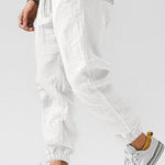 Cotton Linen Joggers with Drawstring for Men