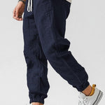 Cotton Linen Joggers with Drawstring for Men