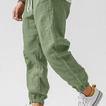 Cotton Linen Joggers with Drawstring for Men
