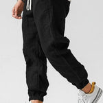 Cotton Linen Joggers with Drawstring for Men