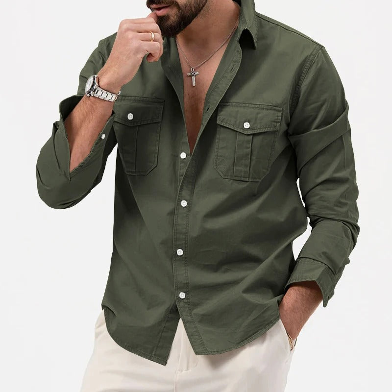 Wrinkle Resistant Button-Down Shirt for Men