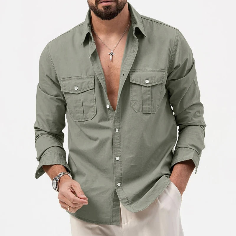 Wrinkle Resistant Button-Down Shirt for Men