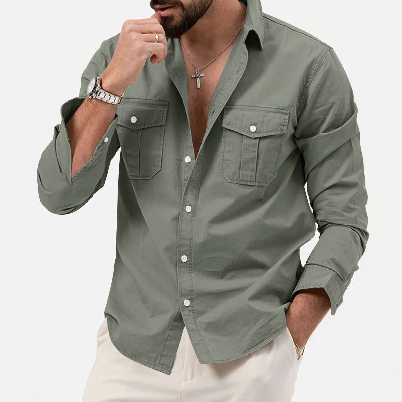 Wrinkle Resistant Button-Down Shirt for Men
