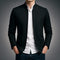 Mandarin Collar Zip-Up Jacket for Men - Black