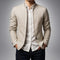 Mandarin Collar Zip-Up Overshirt for Men - White