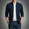 Mandarin Collar Zip-Up Overshirt for Men - Navy
