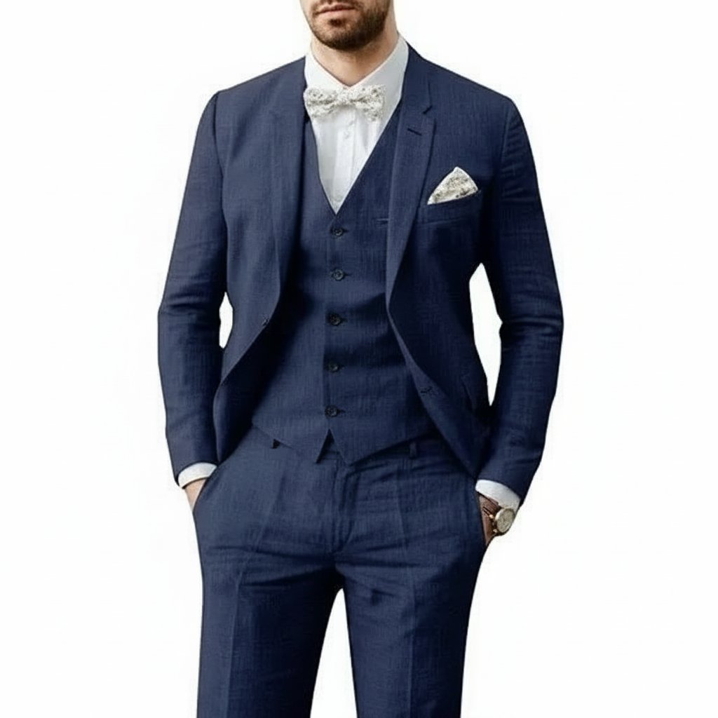 Three-Piece Linen Waistcoat Set for Men