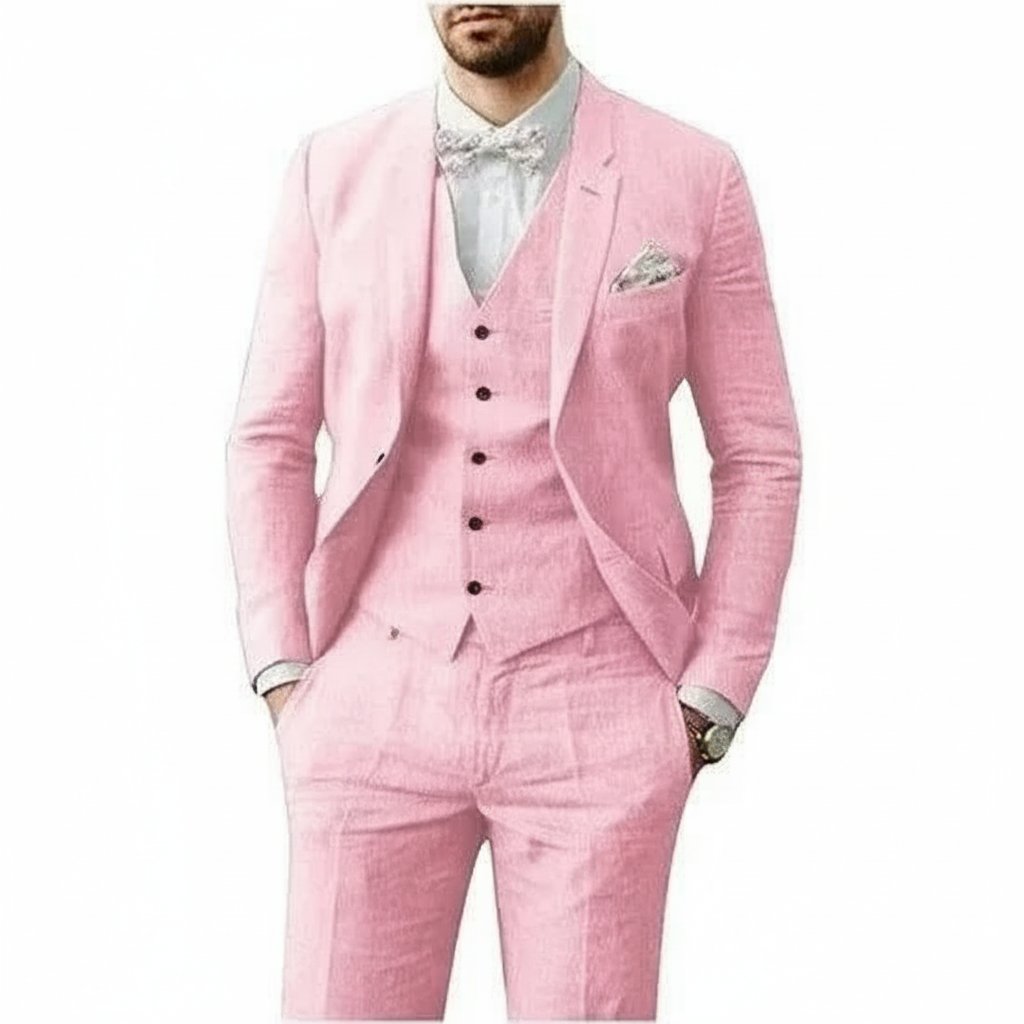 Three-Piece Linen Waistcoat Set for Men
