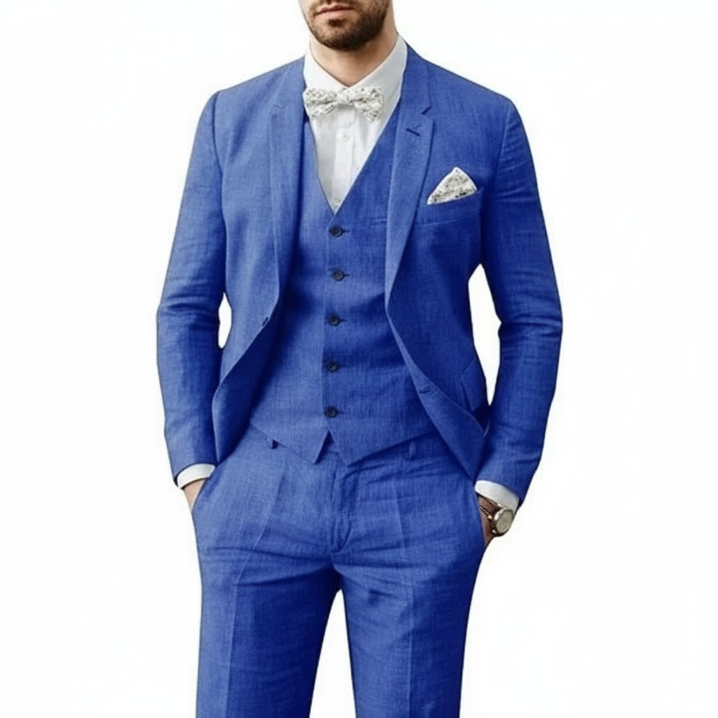 Three-Piece Linen Waistcoat Set for Men