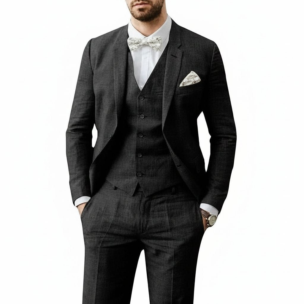 Three-Piece Linen Waistcoat Set for Men