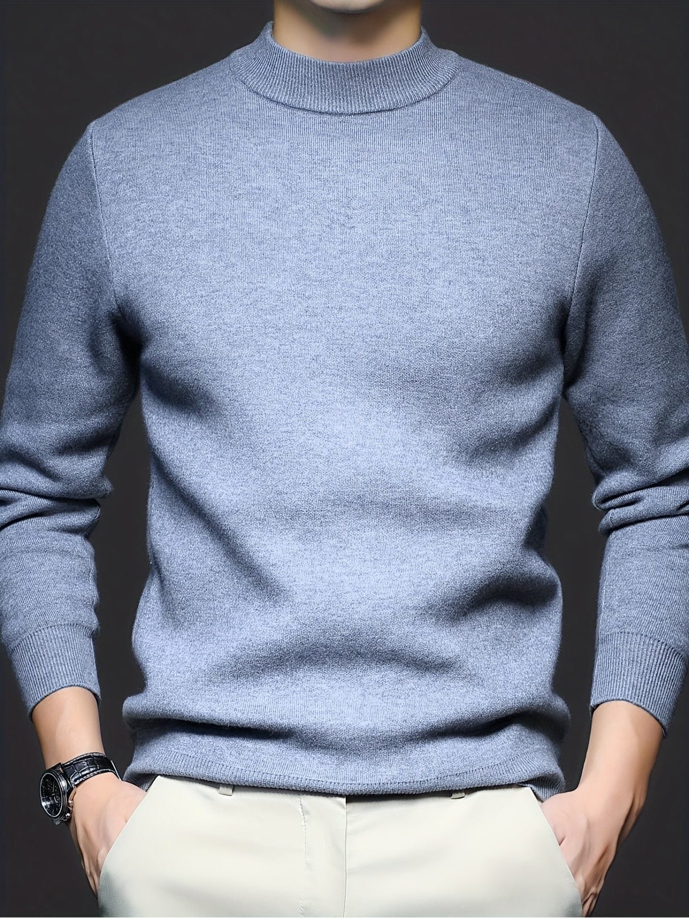 Mock-Neck Ribbed Knit Jumper for Men