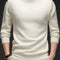 Mock-Neck Ribbed Knit Jumper for Men - White