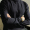 Mock-Neck Ribbed Knit Jumper for Men - Black Gray
