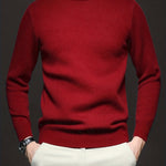 Mock-Neck Ribbed Knit Jumper for Men - Red