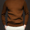 Mock-Neck Ribbed Knit Jumper for Men - Olive Brown