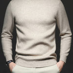 Mock-Neck Ribbed Knit Jumper for Men - Apricot Flower