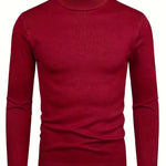 Mock-Neck Ribbed Knit Jumper for Men - View 7