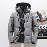 Oversized Puffer Jacket with Hood for Men - Grey