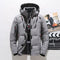 Oversized Puffer Jacket with Hood for Men - Grey