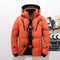 Oversized Puffer Jacket with Hood for Men - Orange