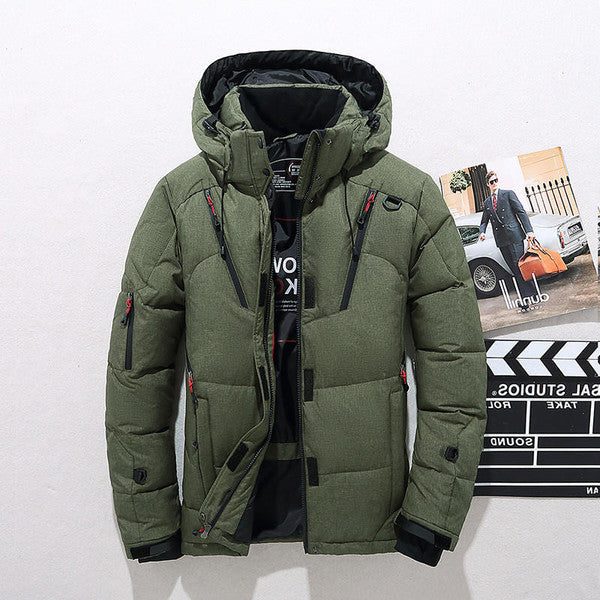 Oversized Puffer Jacket with Hood for Men - Green