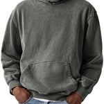 Oversized Washed Cotton Hoodie for Men - Grey