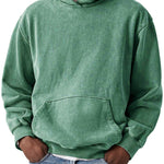 Oversized Washed Cotton Hoodie for Men - Green