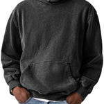 Oversized Washed Cotton Hoodie for Men - Black
