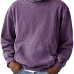 Oversized Washed Cotton Hoodie for Men - Purple
