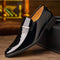 Patent Leather Loafers with Metal Bar Detail for Men
