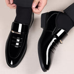 Patent Leather Loafers with Metal Bar Detail for Men - View 2