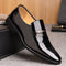Patent Leather Loafers with Metal Bar Detail for Men - Black Brogue