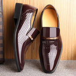 Patent Leather Loafers with Metal Bar Detail for Men - View 9
