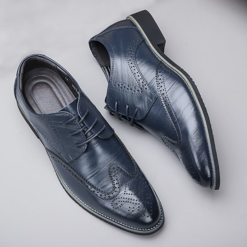 Perforated Lace-Up Brogue Dress Shoes for Men