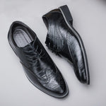 Perforated Lace-Up Brogue Dress Shoes for Men - Black