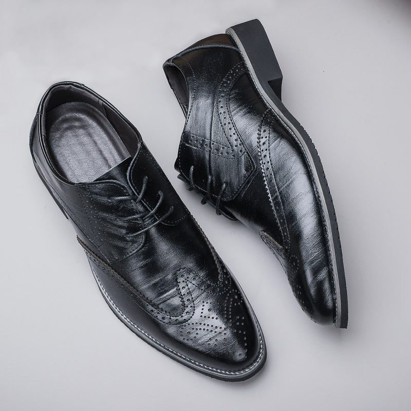 Perforated Lace-Up Brogue Dress Shoes for Men - Black