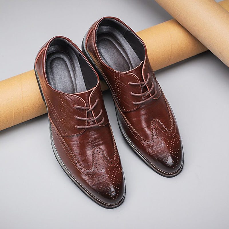 Perforated Lace-Up Brogue Dress Shoes for Men - View 7