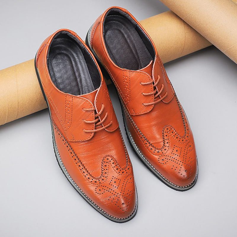 Perforated Lace-Up Brogue Dress Shoes for Men - View 9