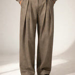 Pleated Front Wool Trousers for Men