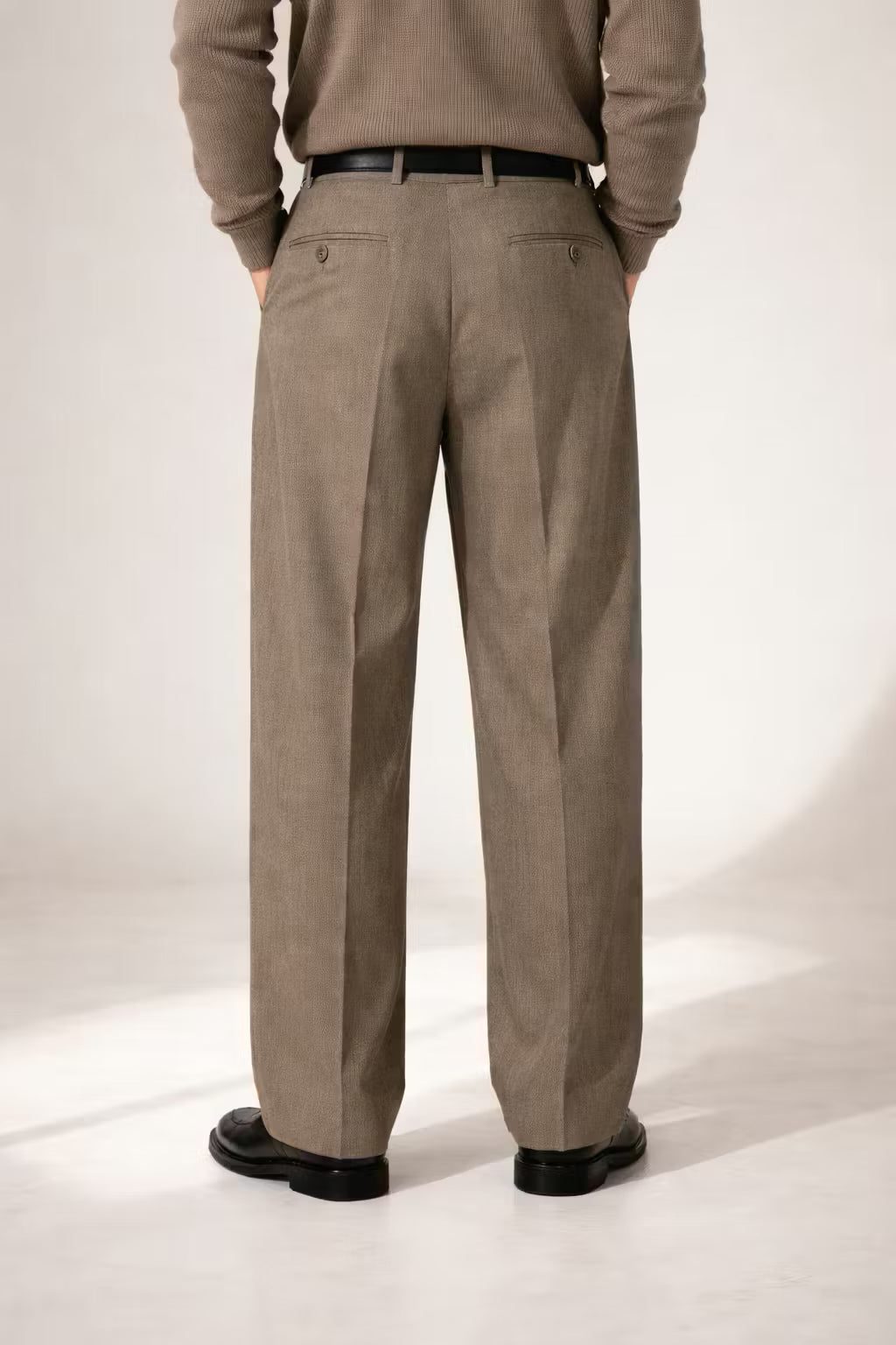 Pleated Front Wool Trousers for Men - View 3