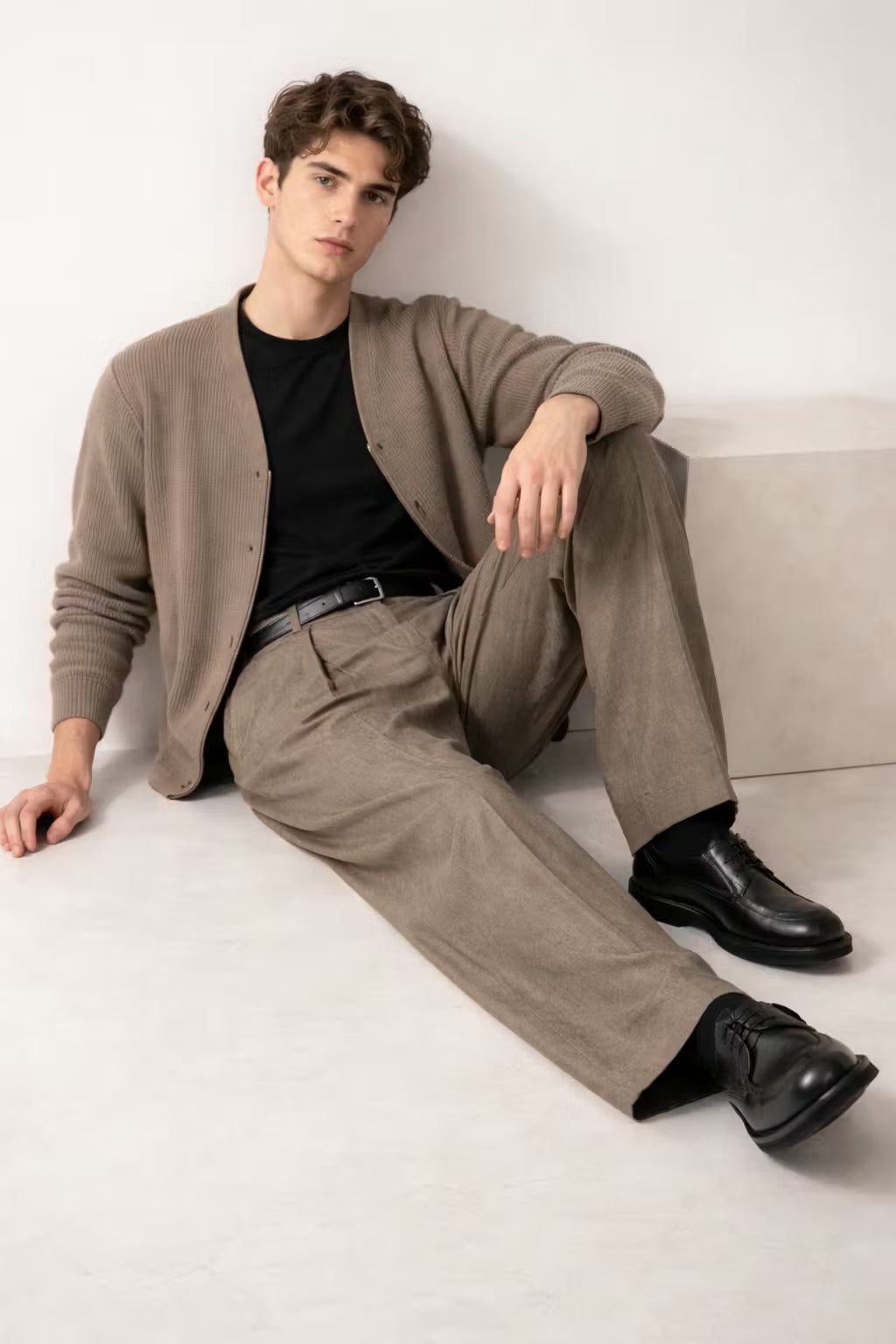 Pleated Front Wool Trousers for Men - View 4